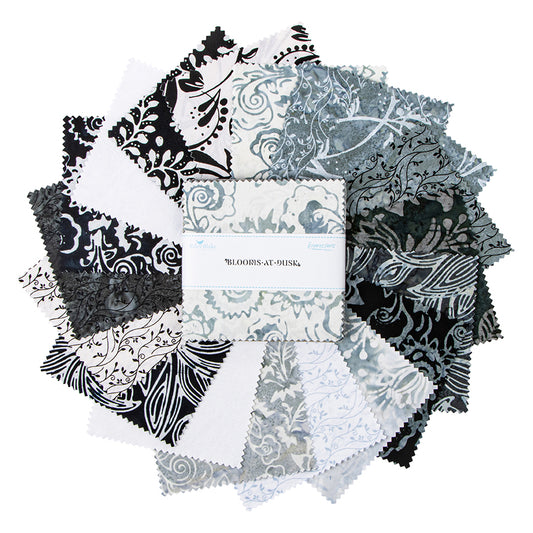 Charm Pack 5x5 Squares - Riley Blake Blooms At Dusk Elementals Batiks 5-inch Stacker - 40 5" Squares2