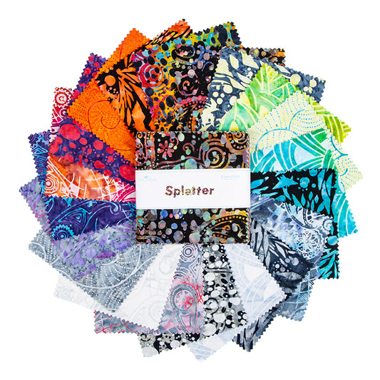 Charm Pack 5x5 Squares - Riley Blake Splatter Batiks 5-inch Stacker - 40 5" Squares