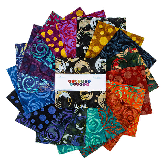 Charm Pack 5x5 Squares - Riley Blake Kinetic Energy Batik 5-inch Stacker - 40 5" Squares