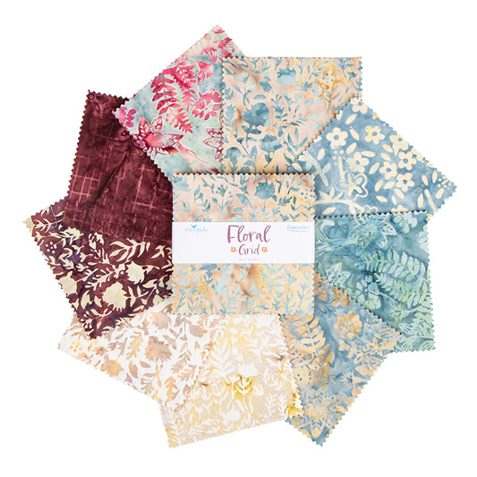 Charm Pack 5x5 Squares - Riley Blake Batiks Batiks Floral Grid Old China 5-inch Stacker - 40 5" Squares
