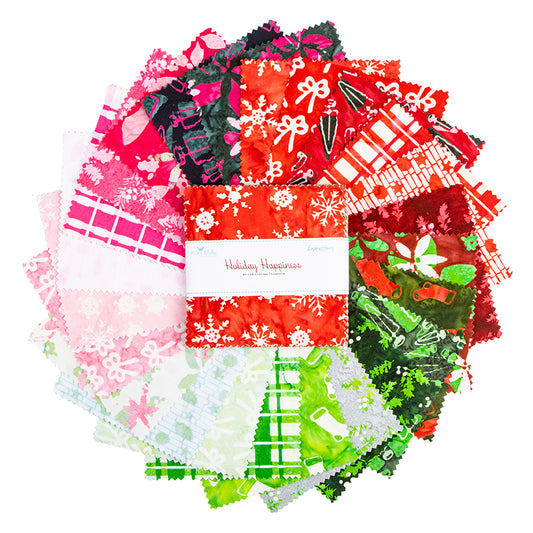 Charm Pack 5x5 Squares - Riley Blake Holiday Happiness Batik 5-inch Stacker - 40 5" Squares