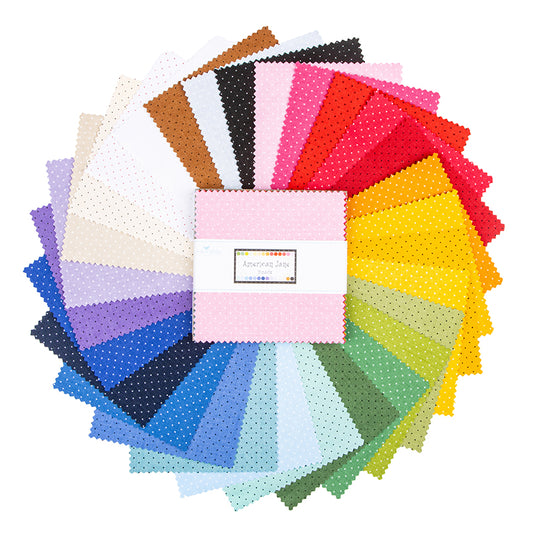 Charm Pack 5x5 Squares - Riley Blake American Jane Pindots 2 5-inch Stacker - 40 5" Squares