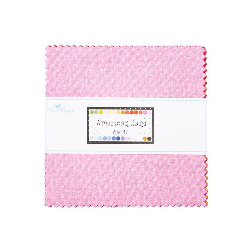 Charm Pack 5x5 Squares - Riley Blake American Jane Pindots 2 5-inch Stacker - 40 5" Squares