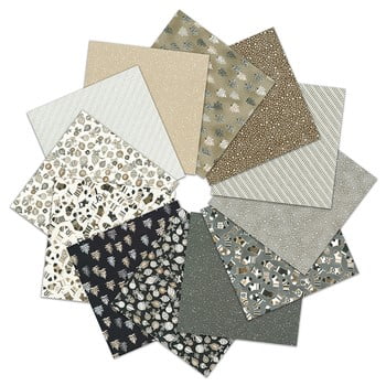 Charm Pack 5x5 Squares - Robert Kaufman Holiday Charms Taupe - 40 5" Squares