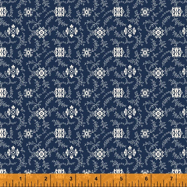 (6.5 yd) Windham Fabrics Lexington 52964-4 Small Medallion Navy