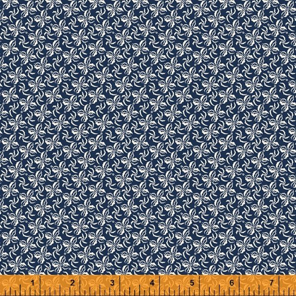 (6.5 yd) Windham Fabrics Lexington 52965-4 Ribbon Floral Navy