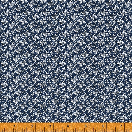 (6.5 yd) Windham Fabrics Lexington 52965-4 Ribbon Floral Navy