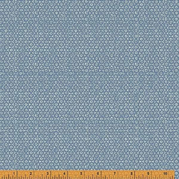 (3 yd) Windham Fabrics Indigo Stitches 53296-6 Light Blue Flower Garden Stitch