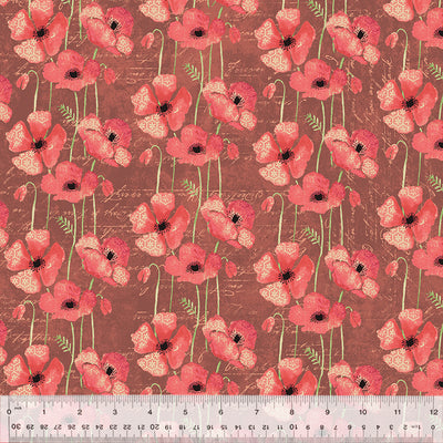 (2 yd) Windham Fabrics Poppy 53454-4 Poppy Field Carmine