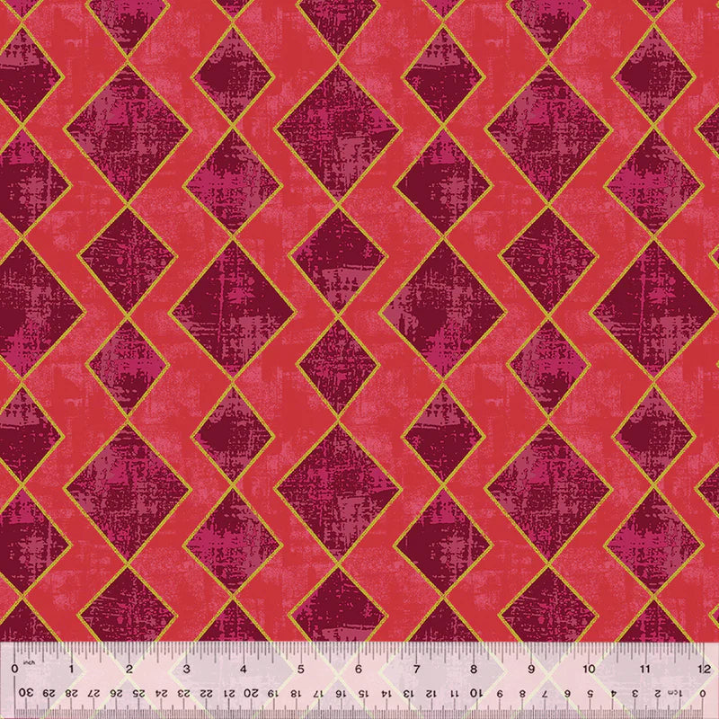(4 yd) Windham Fabrics Swatch 53506-4 Argyle Sangria