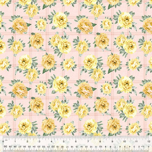 (3 yd) Windham Fabrics Juliette 53515-5 Yellow Floral Picnic Bunches