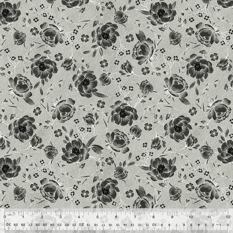 (2.5 yd) Windham Fabrics Idylwilde 53590-5 Wilde Flowers Grey