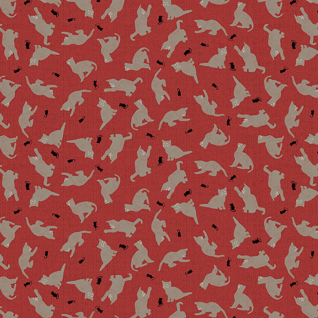 (4 yd) Clothworks Purrfection Light Red Kittens Y3974-4