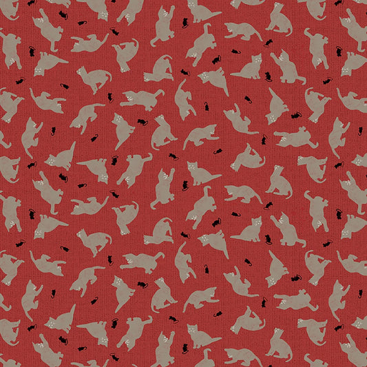 (3.5 yd) Clothworks Purrfection Light Red Kittens Y3974-4