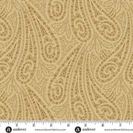 (2.5 yd) Andover/Makower UK Toasted 5866-L Almond Grand Paisley
