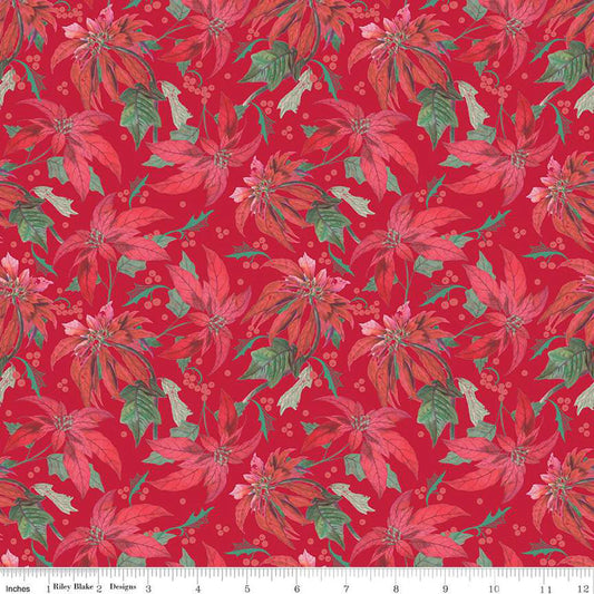(2.5 yd) Riley Blake Merry Little Christmas 14840 Red Poinsettia