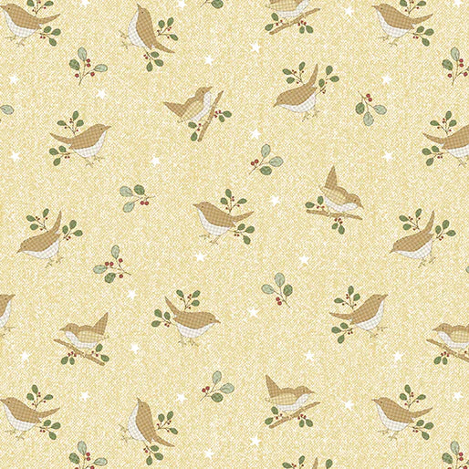 (2 yd) Benartex ABCs Bird Sprig Yellow 13175-33