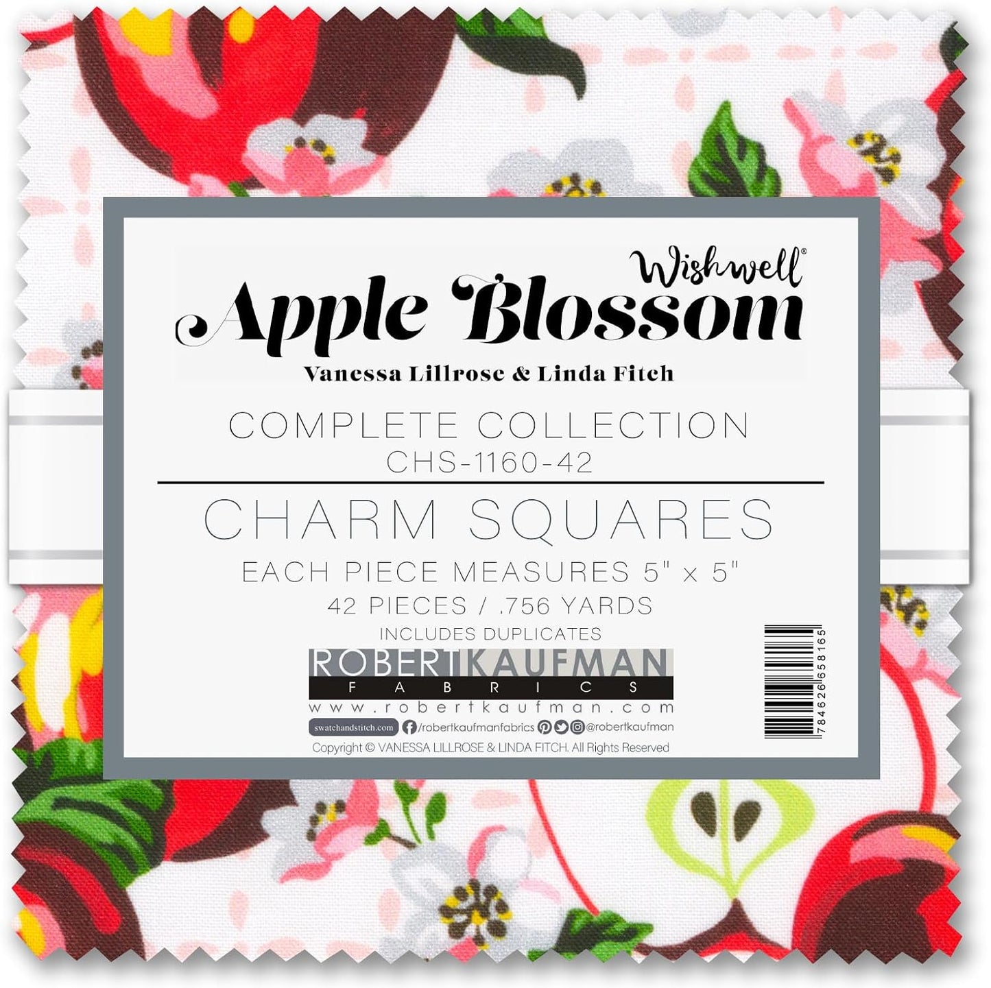 Charm Pack 5x5 Squares - Robert Kaufman "Apple Blossom" - 40 5" Squares