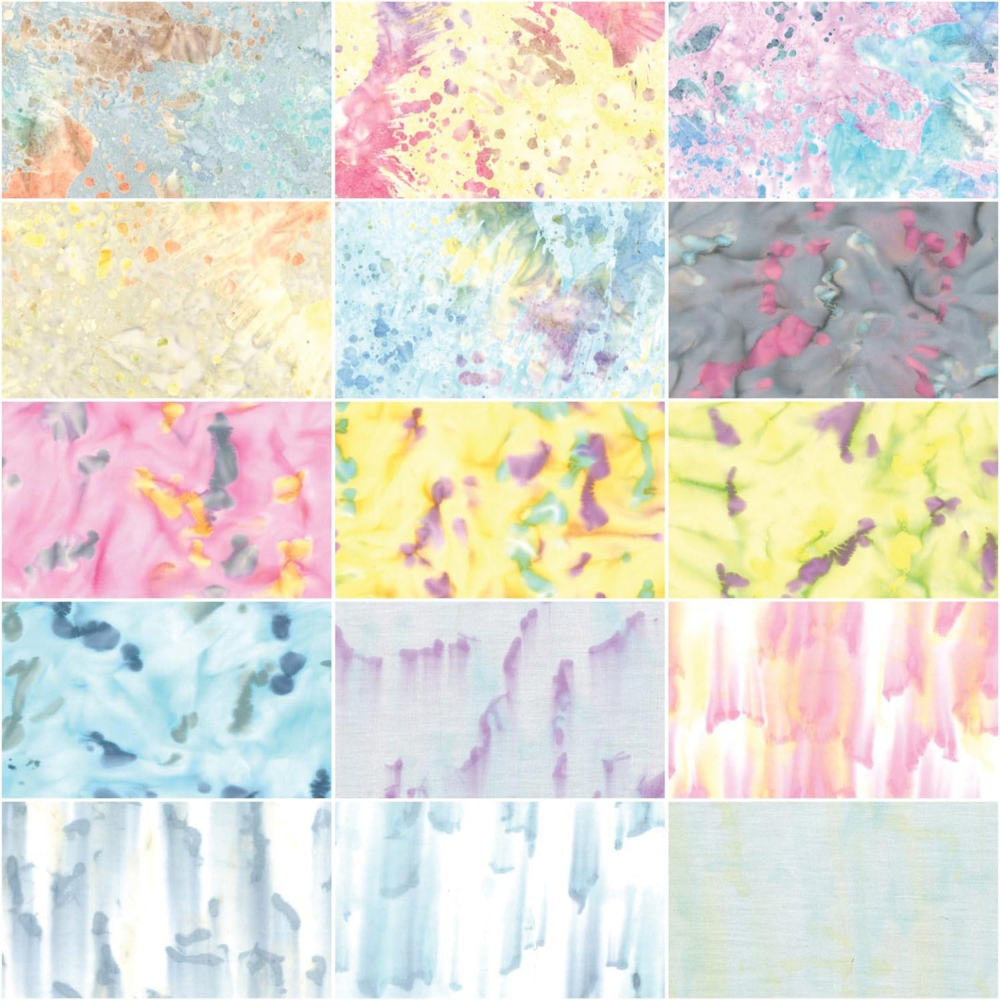 Benartex Bali Batik Paint Palette: Pastel Batiks Strip-pies - 40 2.5" Strips