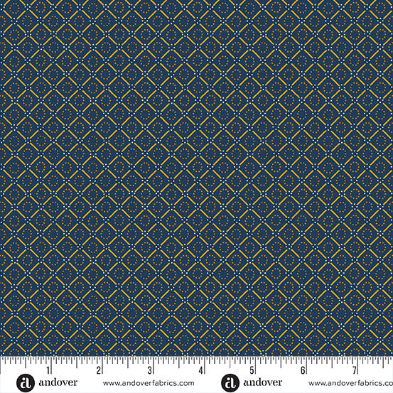 Andover/Makower UK "Indigo Cheddar II" Half-yard Bundle - 10 Fabrics, 5 Total Yards