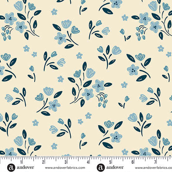 Andover "Cozy House" (Blues) Half-yard Bundle - 10 Fabrics, 5 Total Yards
