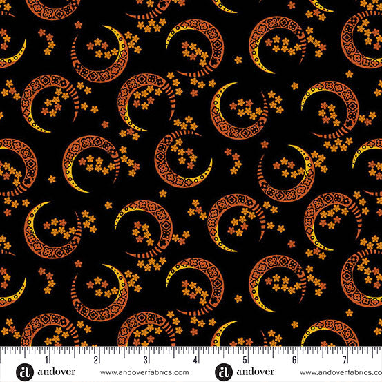 Half-yard Bundle - Andover/Makower UK "Midnight Moon" (Halloween) - 10 Fabrics, 5 Total Yards