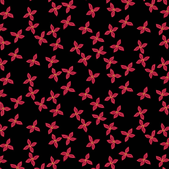 (3.5 yd) Andover/Makower UK Bird Humbug 176-MKR Blossom Red/Black