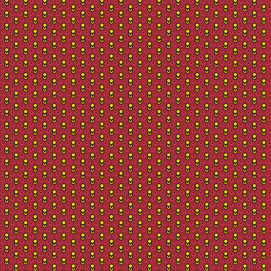 (3.5 yd) Andover/Makower UK Baltimore Album 392-R Burgundy/Yellow Circles