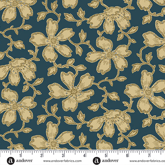 (4.5 yd) Andover/Makower UK Caroline By Jo Morton A-5311-B Vermicular Floral