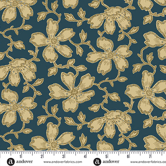 (4.5 yd) Andover/Makower UK Caroline By Jo Morton A-5311-B Vermicular Floral