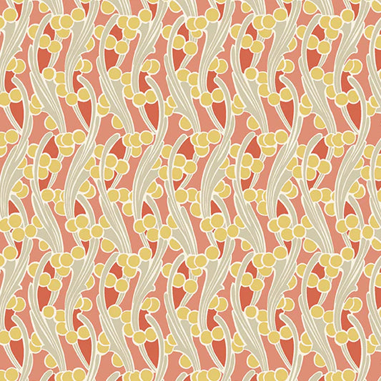 (5 yd) Andover/Makower UK Fleur Nouveau 704-O Seaweed Orange