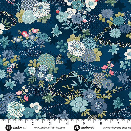 Andover "Kasumi" Koi Fish (Metallic Accents) Half-yard Bundle - 10 Fabrics, 5 Total Yards