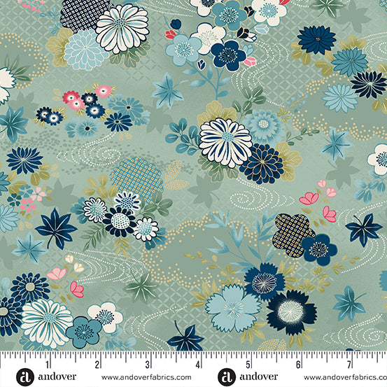 Andover "Kasumi" Koi Fish (Metallic Accents) Half-yard Bundle - 10 Fabrics, 5 Total Yards