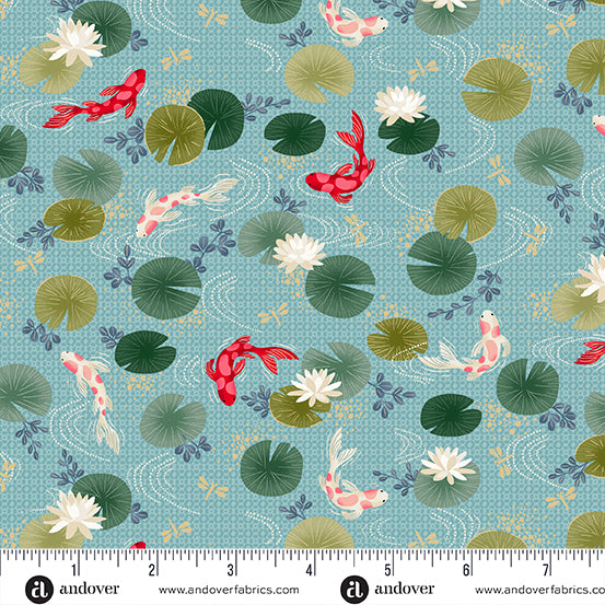 Andover "Kasumi" Koi Fish (Metallic Accents) Half-yard Bundle - 10 Fabrics, 5 Total Yards