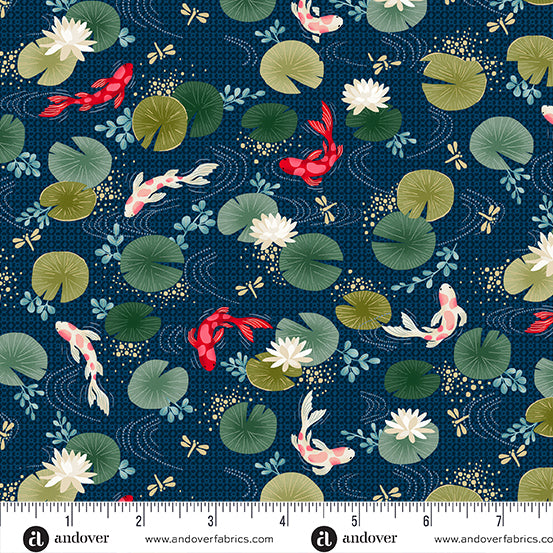 Andover "Kasumi" Koi Fish (Metallic Accents) Half-yard Bundle - 10 Fabrics, 5 Total Yards