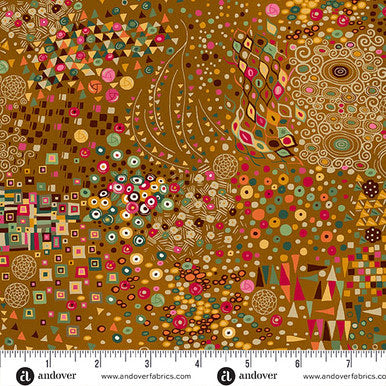 Andover "Golden" (Brown/Tan - Metallic Accents) Half-yard Bundle - 10 Fabrics, 5 Total Yards