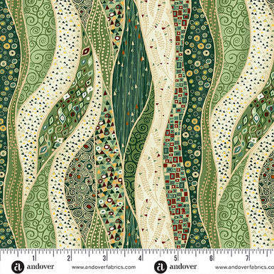 Andover "Golden" (Green/Red - Metallic Accents) Half-yard Bundle - 10 Fabrics, 5 Total Yards
