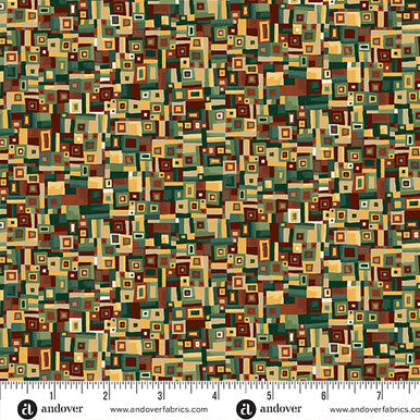 Andover "Golden" (Green/Red - Metallic Accents) Half-yard Bundle - 10 Fabrics, 5 Total Yards