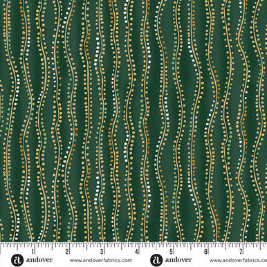 Andover "Golden" (Green/Red - Metallic Accents) Half-yard Bundle - 10 Fabrics, 5 Total Yards