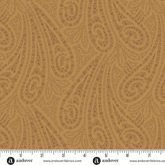 (4 yd) Andover/Makower UK Toasted 5866-N Grand Paisley Suede