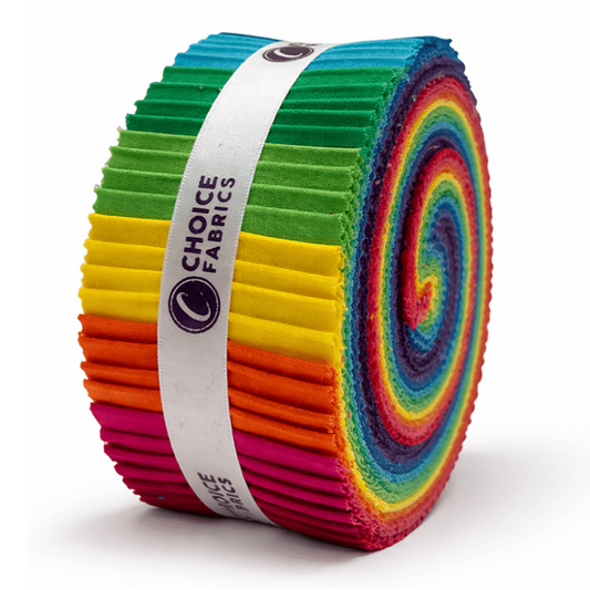 Choice Fabrics Supreme Solids Jelly Roll - Rainbow - 40 Strips