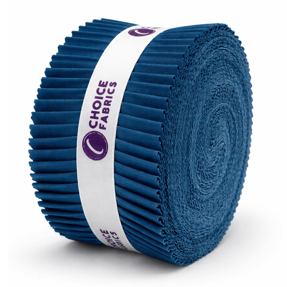 Choice Fabrics Supreme Solids Jelly Roll - Blue Jay - 40 Strips