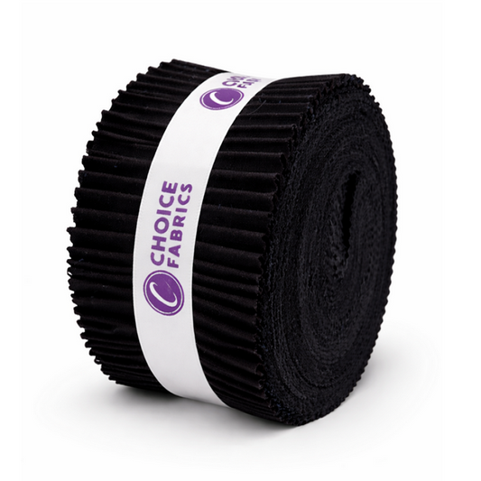 Choice Fabrics Supreme Solids Jelly Roll - Black - 40 Strips