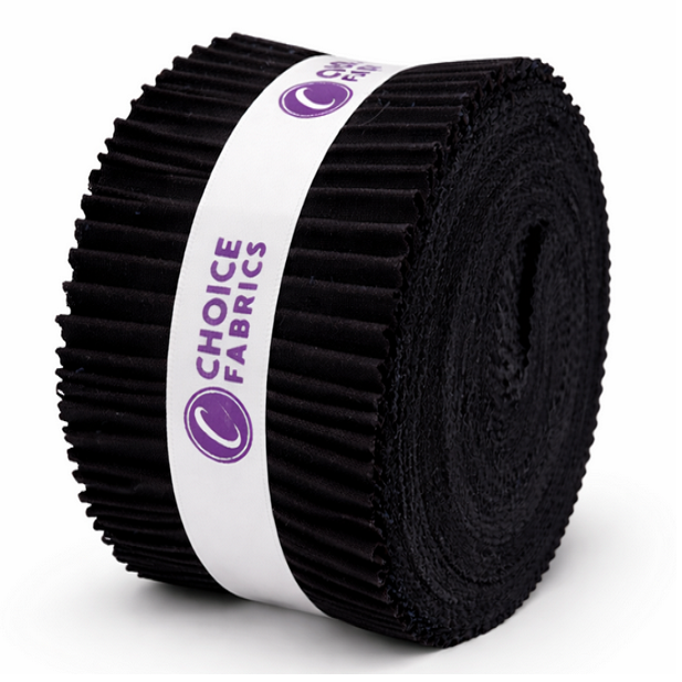 Choice Fabrics Supreme Solids Jelly Roll - Black - 40 Strips