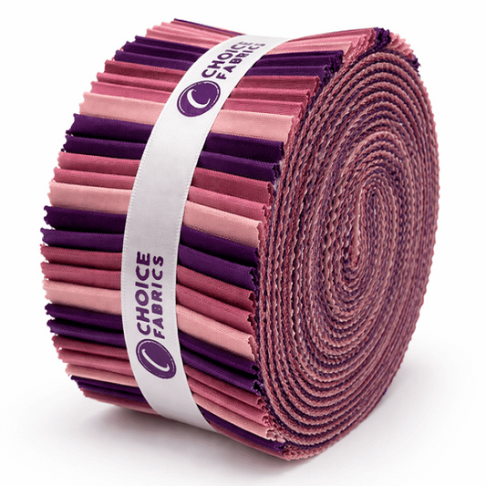 Choice Fabrics Supreme Solids Jelly Roll - Sugar Plum - 40 Strips