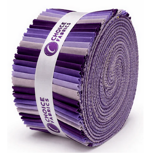 Choice Fabrics Supreme Solids Jelly Roll - Purple Haze - 40 Strips