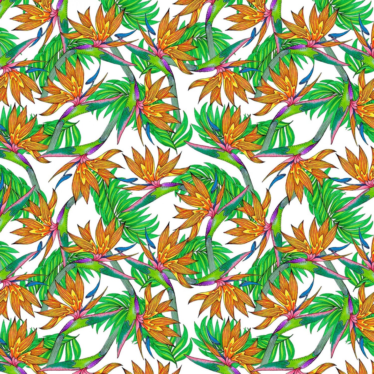(5 yd) Wilmington Prints Tropical Flair Birds Of Paradise 77659-178