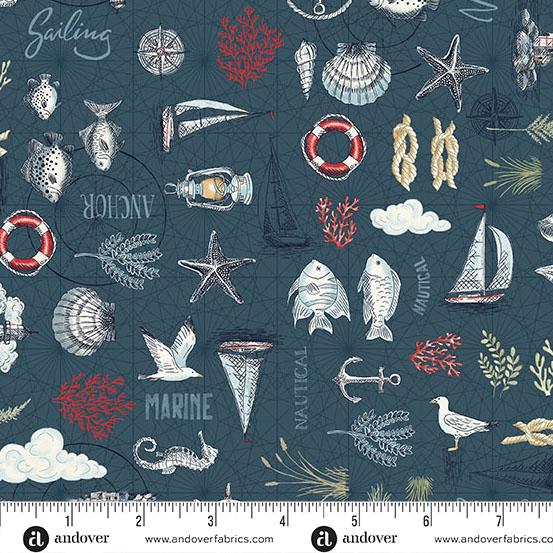 Andover "High Tide" Half-yard Bundle - 10 Fabrics, 5 Total Yards
