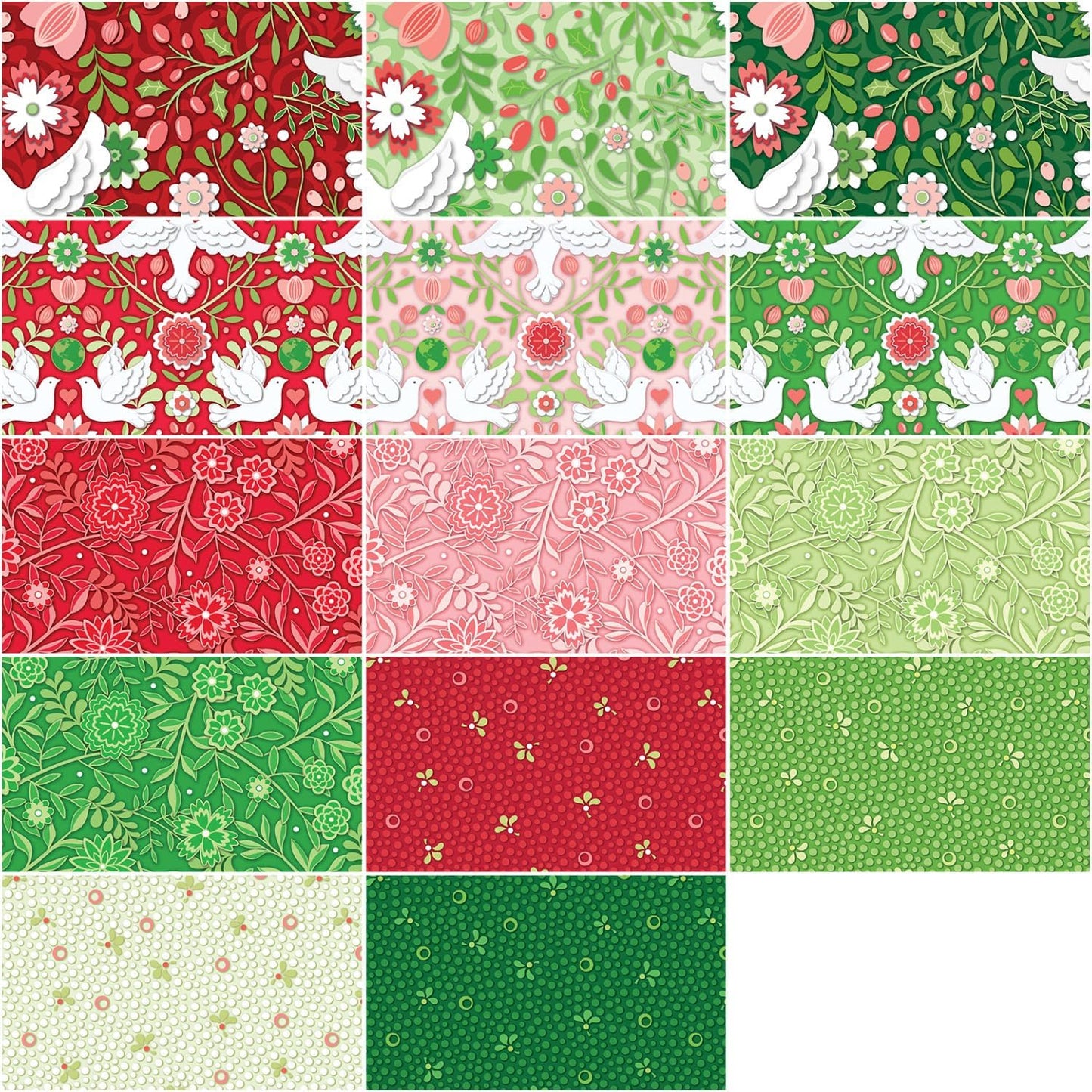 Benartex Peace On Earth HOLIDAY Strip-pies - 40 2.5" Strips