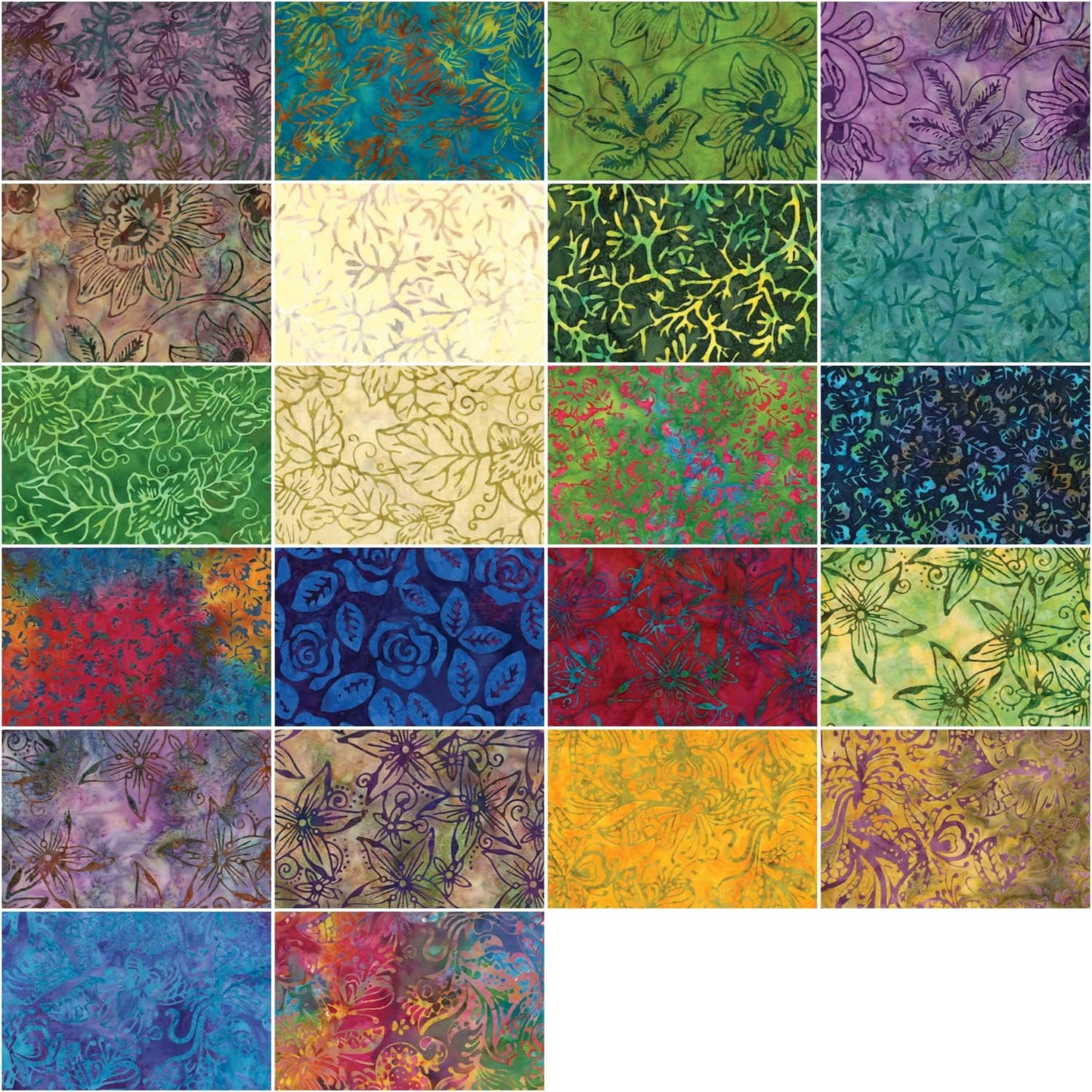 Benartex Bali Batik Fantasy Garden Batiks Strip-pies - 40 2.5" Strips